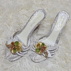 Chic Silver Floral Women's Mules